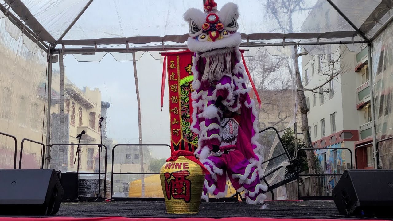 CNY 2023 Leung's White Crane Drunken Lion Routine ~ SF Chinatown Street ...