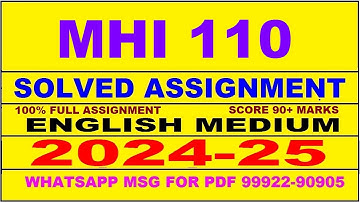 mhi 110 solved assignment 2024-25 | mhi 110 solved assignment in english 2025 | mhi 110 2024-25