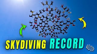 Elderly Skydivers Performing a Record-Breaking 101 Freefall Formation