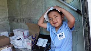 Famous USPS Mail Truck Tour. Birthday Photoshoot. Toddler Boy Mailman Profile