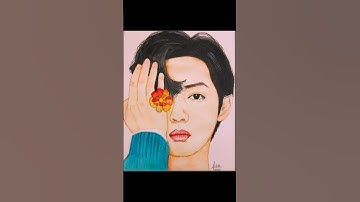 BTS V (Taehyung) Drawing ✨| Fanart for ARMY 💜 #drawing #bts #kimtaehyung #painting #shorts #fanart