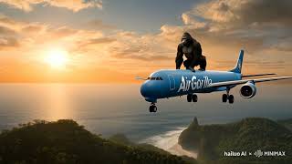 AirGorilla Flying on top of an Airplane.