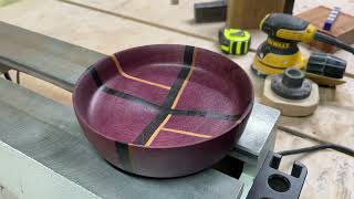 Wood Turning - Purple Heart Bowl with Inlay