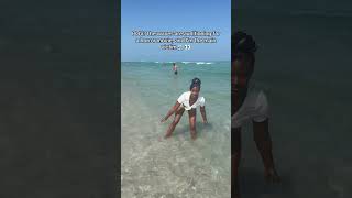 Beach waves are cold & pushy🤣 #relatable #shorts #funny #miami #reactionvideo #shortsviral #anxiety