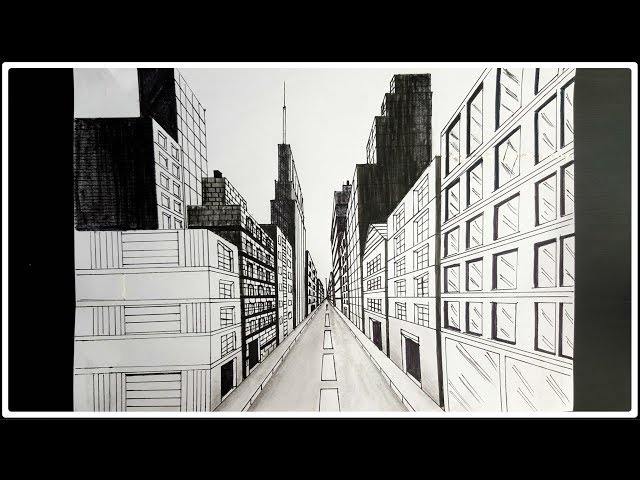 How To Draw A City Street In One Point Perspective Youtube