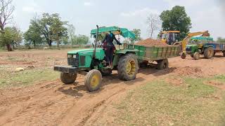 JCB 3dx machine on John Deere 4wd Tractor Loading mud in Pond Mahindra 275 Eiche @JCBTractorCratoon