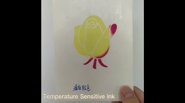 Temperature sensitive ink. Turning colorless in appearance after being heated.