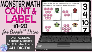 Monster Math- Count And Label Digital Drag Drop Via Noodle Nook