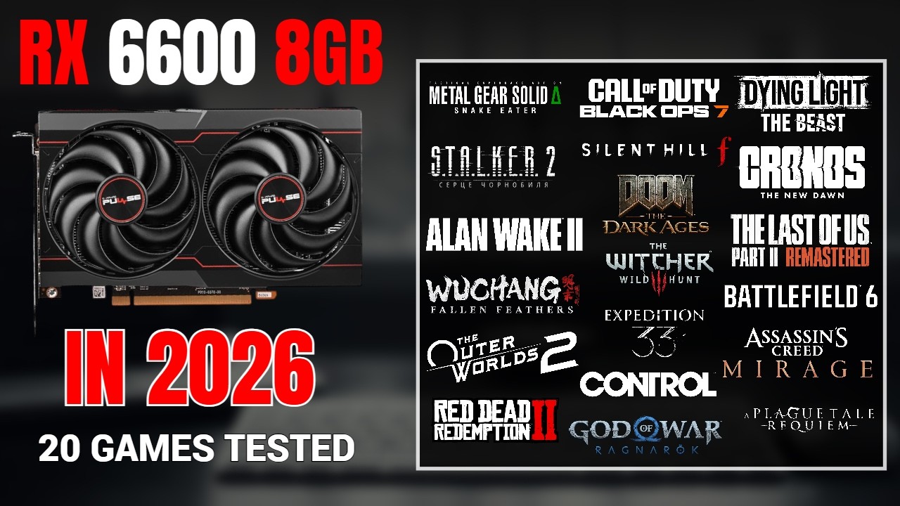 AMD RX 6600 8GB Gaming Test 2026 20 Games Tested 1080P High 