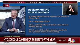 New York City Public Schools Won’t Reopen This Academic Year: De Blasio | NBC New York