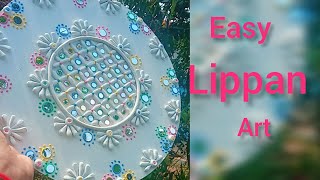 lippan art/लिप्पन आर्ट /lippan art work tutorial/ lippanmirror work mud and mirror work