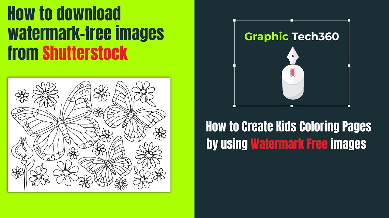 How to create kids coloring pages by using watermark-free images from shutterstock and | nohaat cc