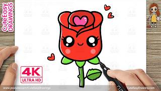 how draw cute rose flower easy step step drawing kids