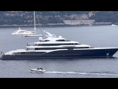 Crew at work on the 102 m (333 ft) superyacht Symphony during the