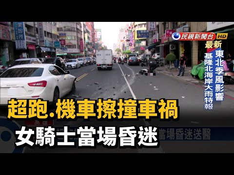 超跑.機車擦撞車禍 女騎士當場昏迷－民視台語新聞