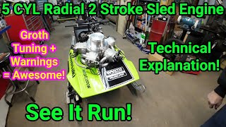 5 Cylinder Radial Two Stroke Snowmobile Engine Runs! Vintage Race Snowmobile