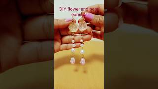 DIY flower and pearl earrings| handmade jewellery #diy #earrings #shorts