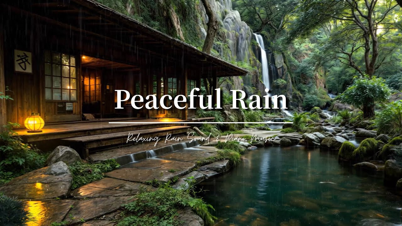 Deep Sleep Piano Music 🌧️ Soft Rain Sounds | Peaceful Forest Waterfall Ambience