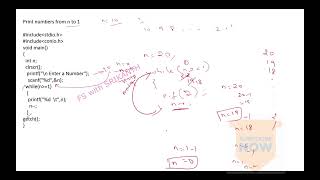 C 19 | Print numbers from n to 1 | Print even numbers (1-n)  2 4 6 8 ……| while loop in 'C'