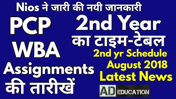 Nios Deled 2nd schedule, Time Table PCP,WBA, Assignment very important