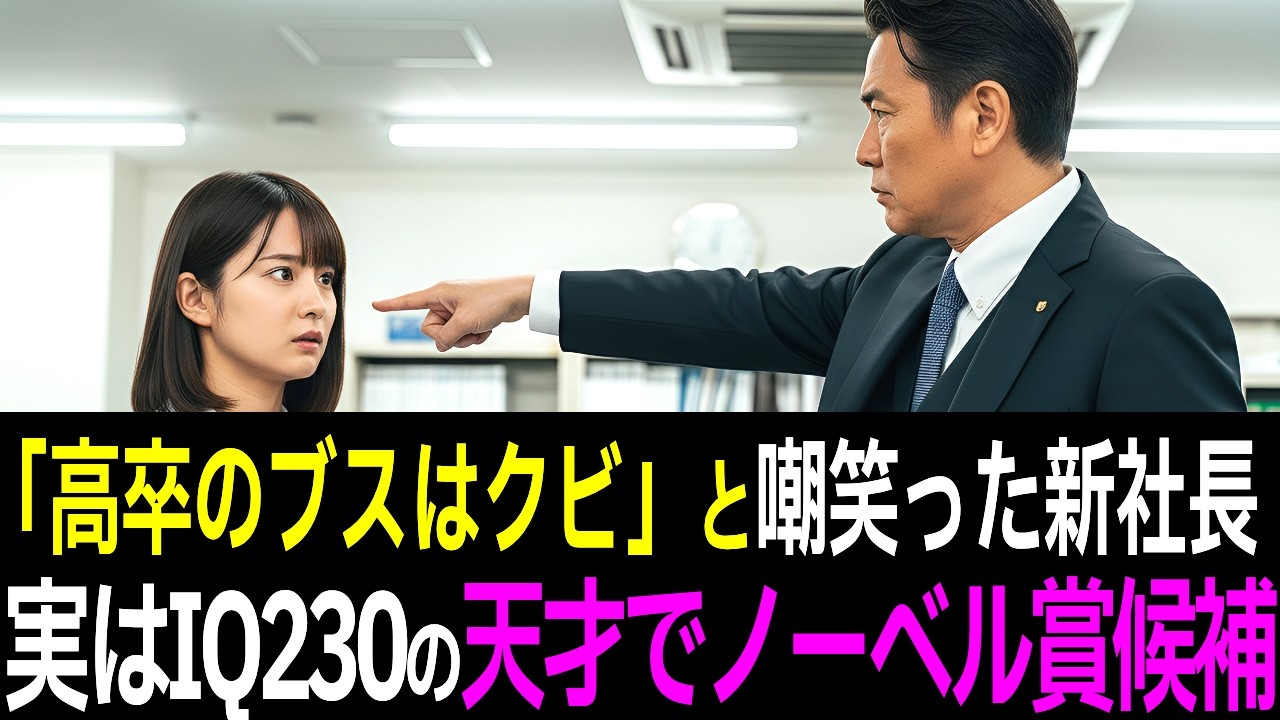 【スカッと】「高卒のブスはクビ」とバカにした新社長→実はIQ230の天才でノーベル賞候補、翌朝に20兆円特許が突然停止し会社は即倒産・業界永久追放…その後の末路が悲惨すぎた【シニア】