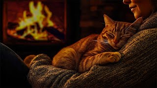 A Warm Hug After a Long, Tiring Day | 24 Hours With Purring Cat and Crackling Fireplace Sounds 🔥😴