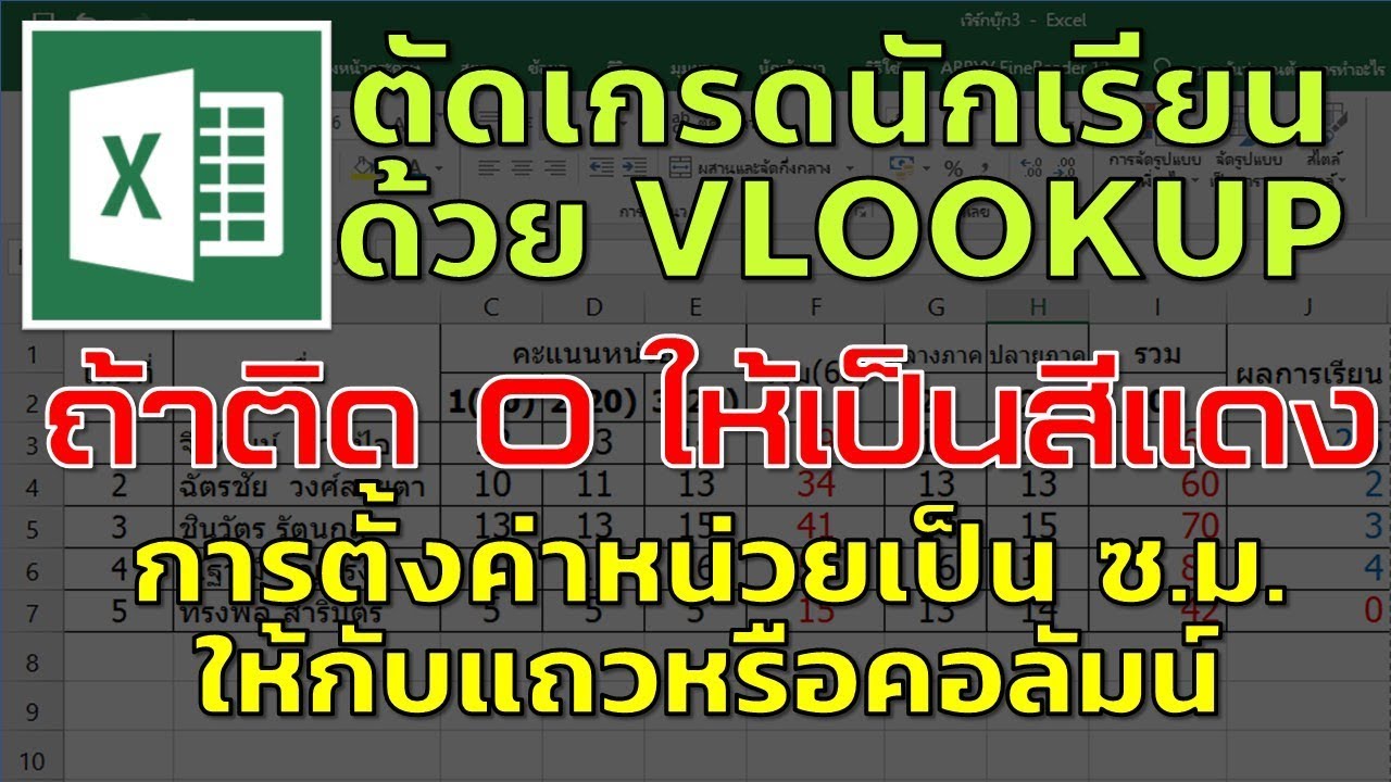 Excel ตัดเกรดนักเรียนด้วย VLOOKUP