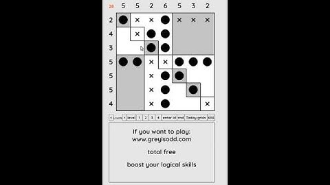 Grey is Odd - Today grids. Solution level 2 7X7 dated 09-12-2024 #logicpuzzles #logicgames  #games