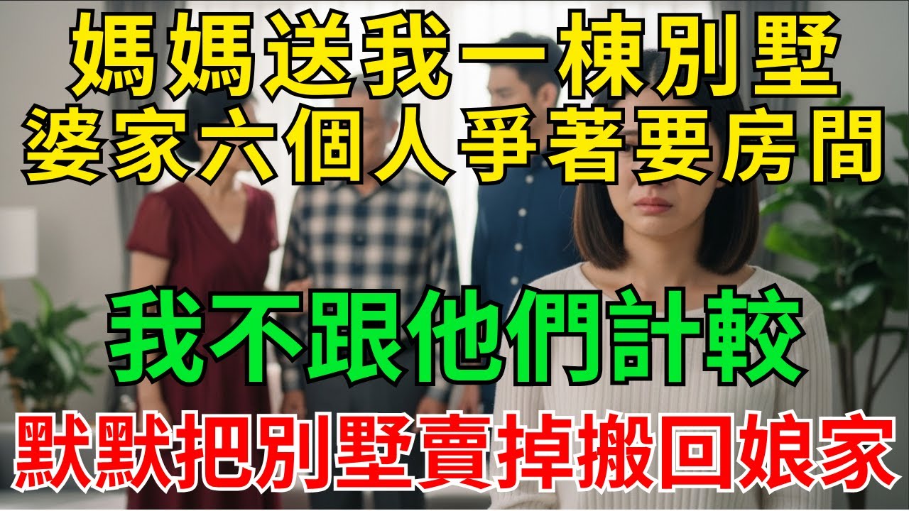 媽媽送我一棟別墅，婆家六個人爭著要房間。我不跟他們計較，默默把別墅賣掉搬回娘家。