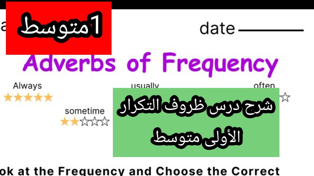 الاولى متوسط شرح درس ظروف التكرار adverbs of frequency 