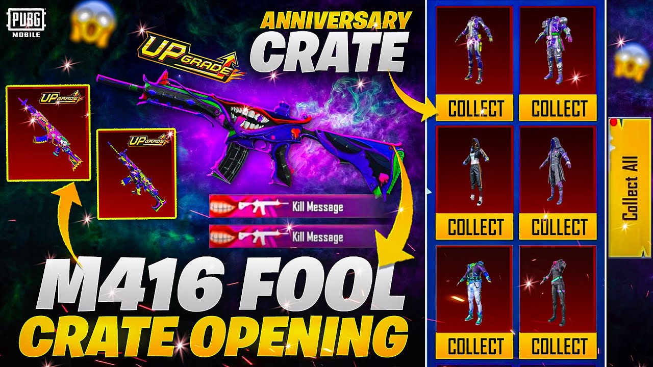M416 Fool Crate Opening | Most Rare Outfits in Anniversary Crate |  Crate Opening Trick | PUBGM