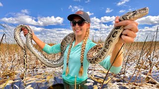 Hand Catching 12 Foot Python in the Wild & Fish Fry off the AIRBOAT (Everglades)