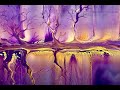 Violet sky large canvas  acrylic pouring  fluid art  tree swipe tutorial