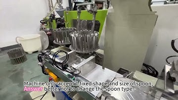 Multi Spoon Packing Machine Connected with the Molding Injection Machine #spoonpackingmachine