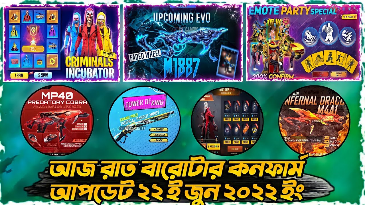 Aj Rat 12 Tar Update Free Fire Bangladesh Server|Cobra mp40 return bd server।New Evo M1887 Update BD