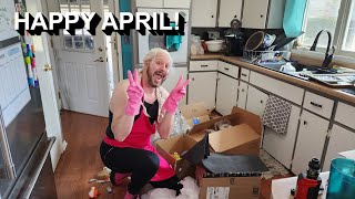 Happy April! Cleaning my trashed-out kitchen!