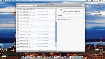 Name Mangler (now paid app): Batch file renamer app for the Mac