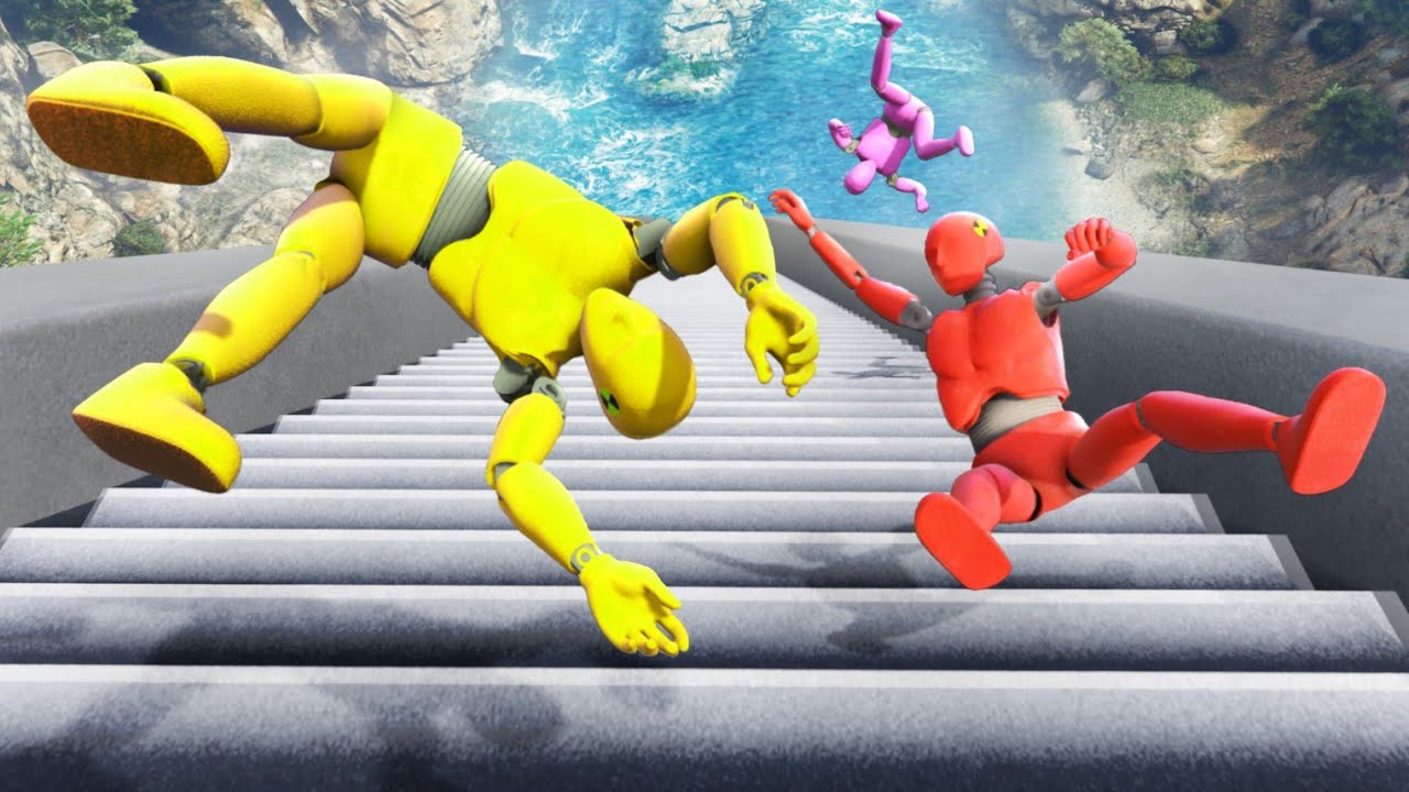 GTA 5 Crash Test Dummy • Crazy Long Stairs Fails and Jumps!