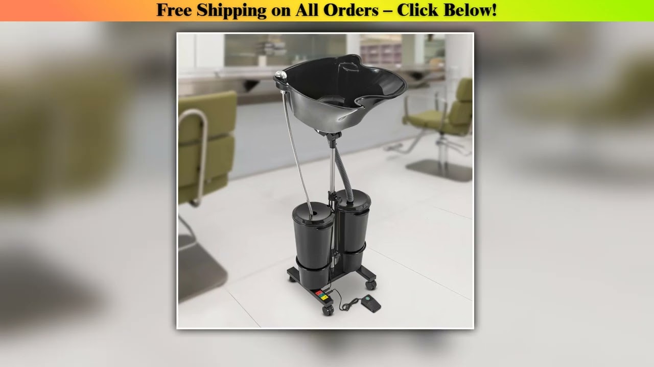 Portable Shampoo Basin with 2-Buckets Mobile Hair Wash Basin Height Adjustable For Salon Spa