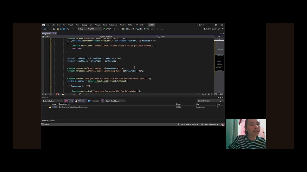 C#SHARP program using visual studio. Line by line explanation.. - YouTube
