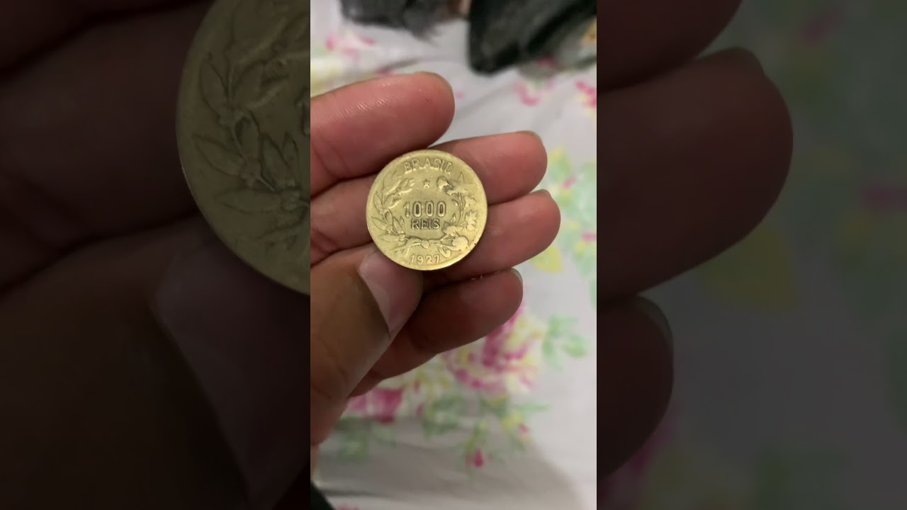 Peça rara 1000 Reis ,ano 1927 dourada 🔥🔥🔥