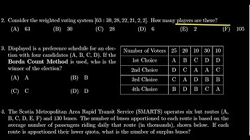 Math 1030, Exam 3 - Question 2 (Weighted Voting System)