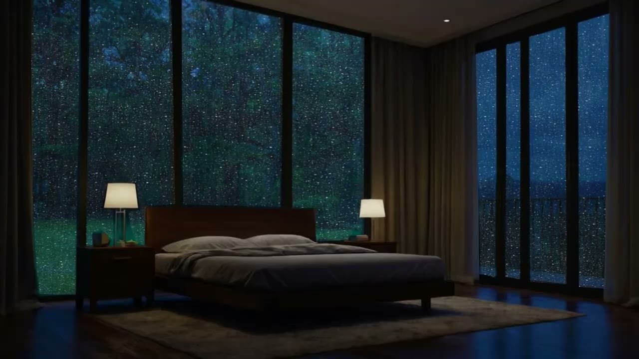 Cozy Living Room with Rainfall and Candle Glow | ASMR Ambience for Comfort & Relaxation