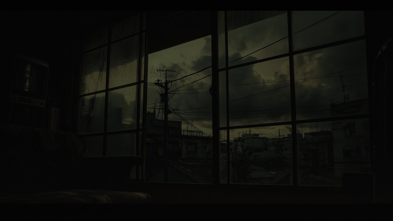 Night Sky With Dark Clouds, Relaxing Sounds Of Thunder & Light Rain By The Window | Rumbling Thunder