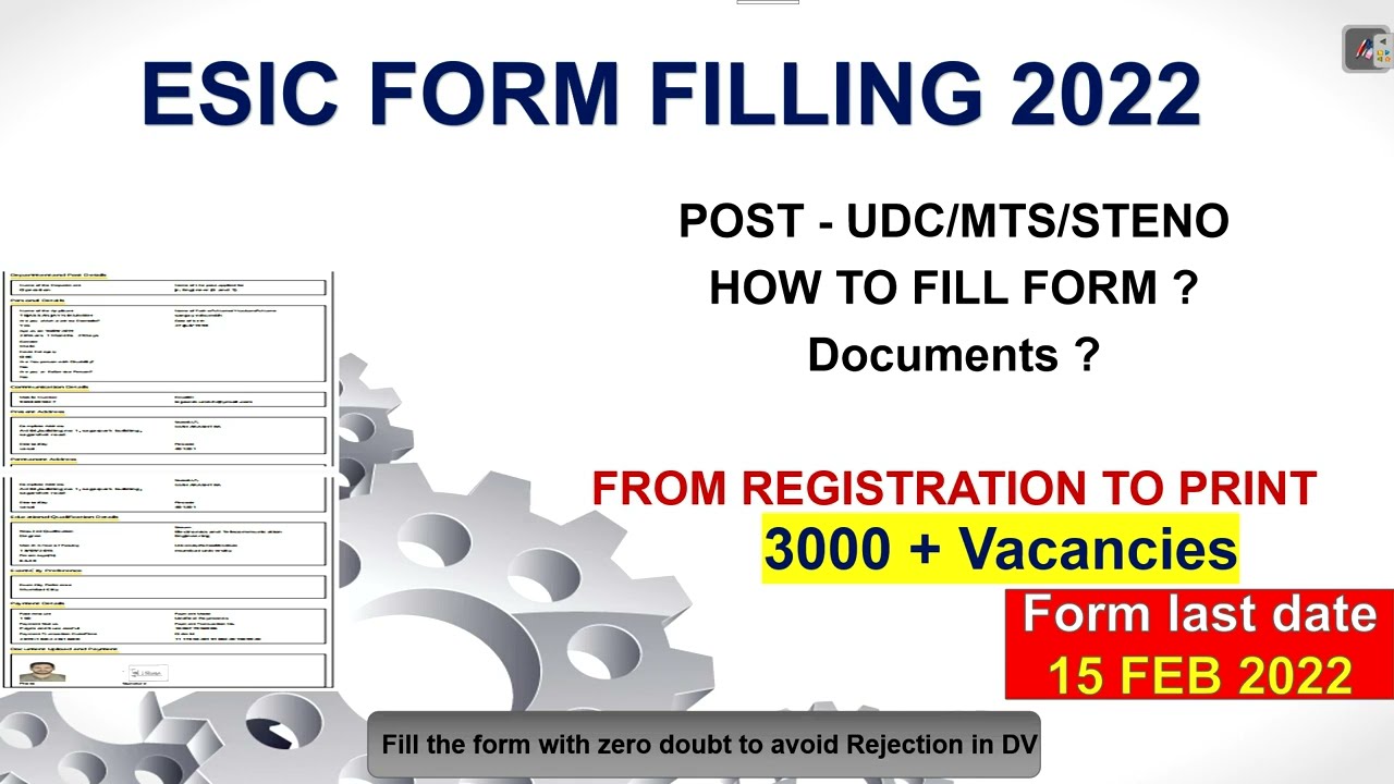 ESIC UDC/MTS/STENO ONLINE APPLICATION FORM 2022