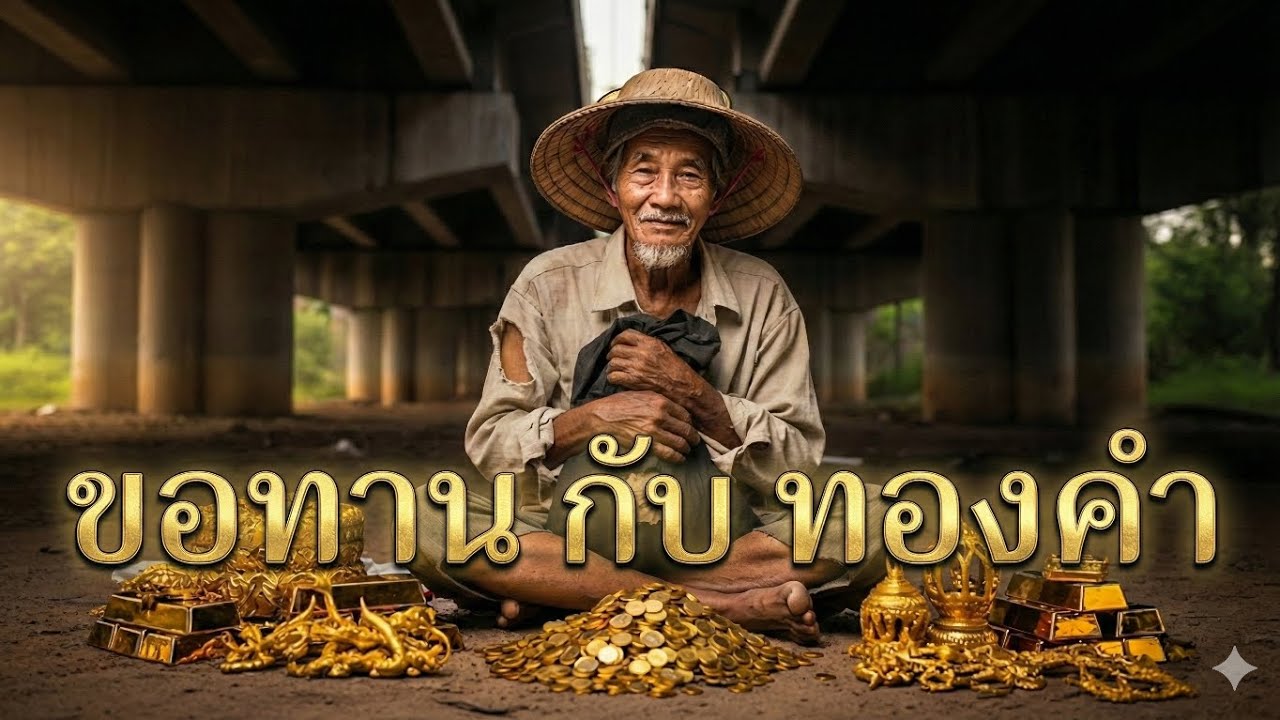 นิทานขอทานกับทองคำลุงบุญเป็นขอทานแต่โชคดีได้ถึงวิเศษที่หยิบทองคำเท่า ไหร่ก็ไม่หมดแก่จึงร่ำรวยขึ้น