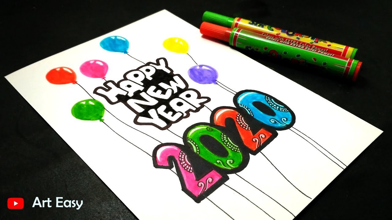 Update more than 132 happy new year drawing easy best - seven.edu.vn