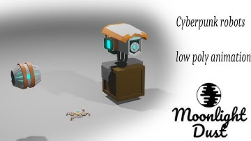 Cyberpunk low poly robots animation