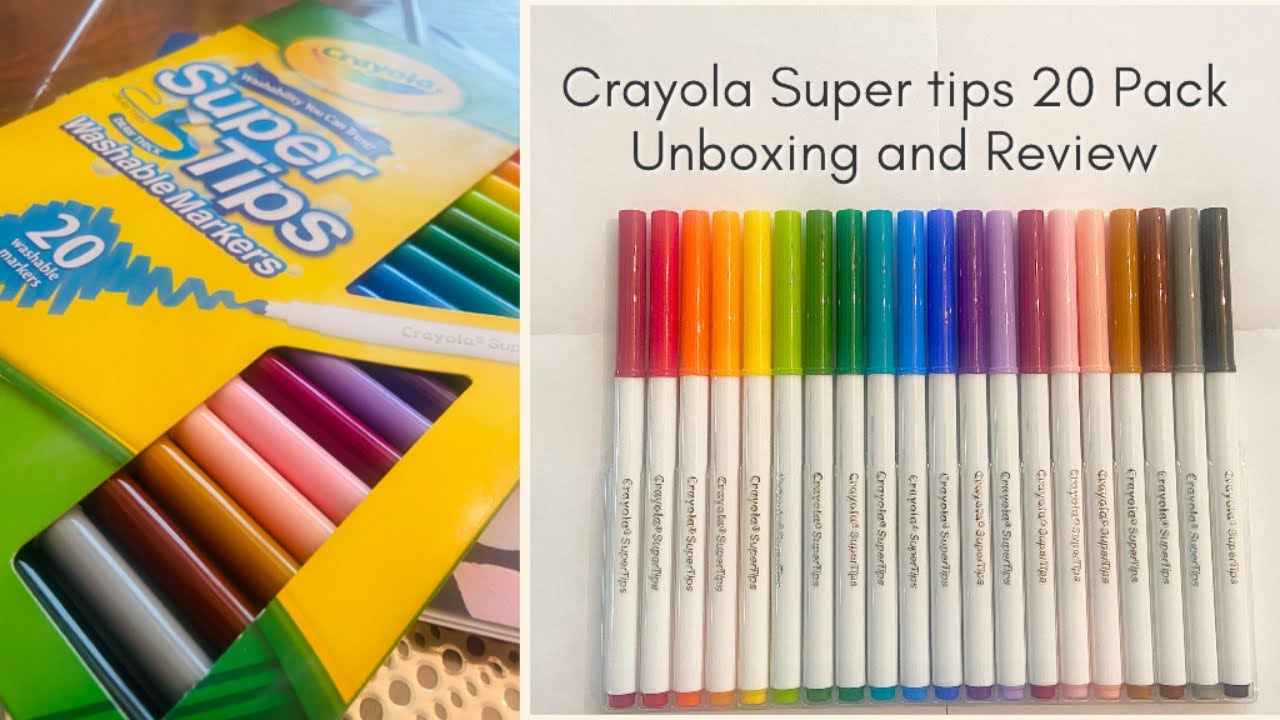 Crayola Supertips 20 Pack Unboxing and Review -Swatches and Calligraphy  with Crayola Supertips 