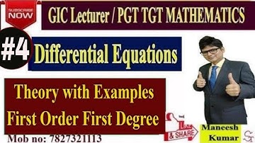 GIC Lecturer | #6 | Differential Equations | Questions Discussion | UP PGT TGT Maths